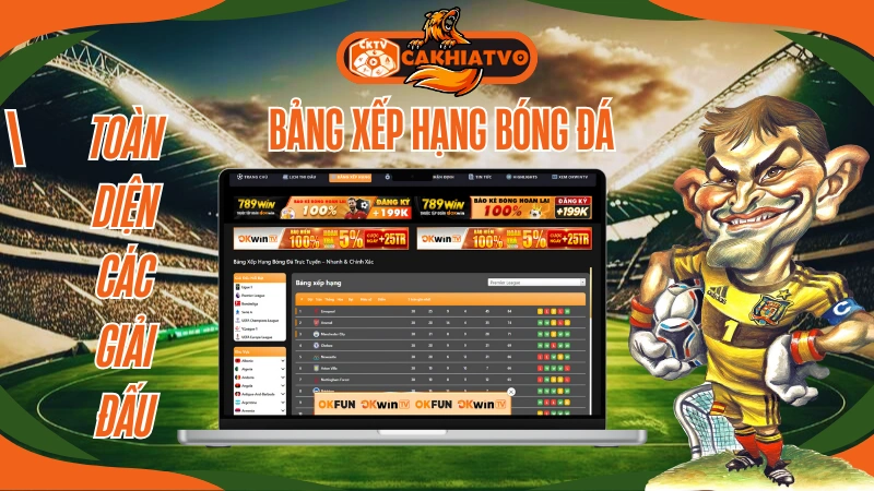 CakhiaTV trực tiếp bóng đá hôm nay cập nhật bảng xếp hạng nhanh nhất
